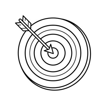 An arrow hitting the bullseye on a dartboard, symbolizing success and focus
