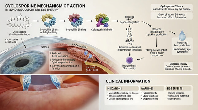 Cyclosporine Ophthalmic Calcineurin Inhibitor Mechanism for Moderate to Severe Dry Eye (Restasis)
