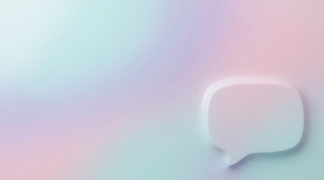A simple speech bubble icon with a pastel gradient background.