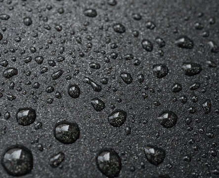 Oil drops on frying pan texture, water splash pattern on black non-stick coating