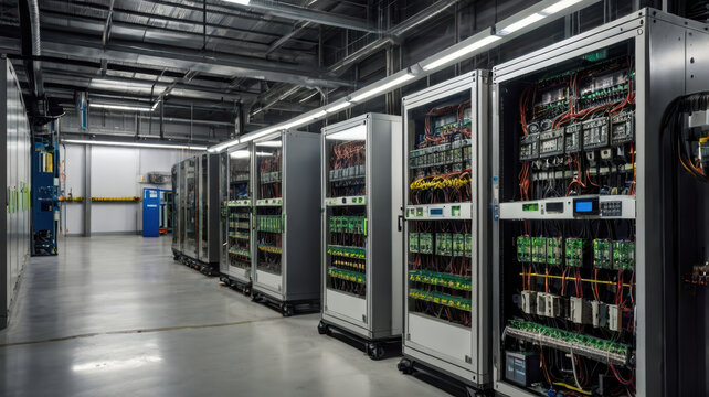 Energy storage workspace server rack industrial room electrical cabinet battery system data