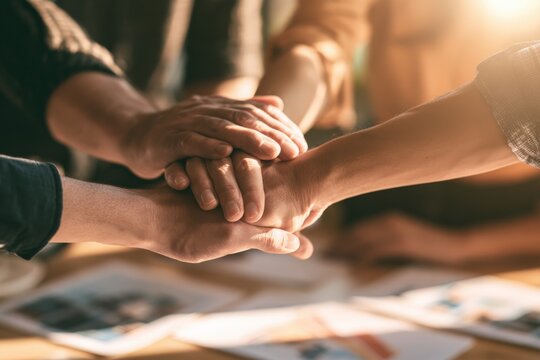 Hands clasped together, showing unity and support