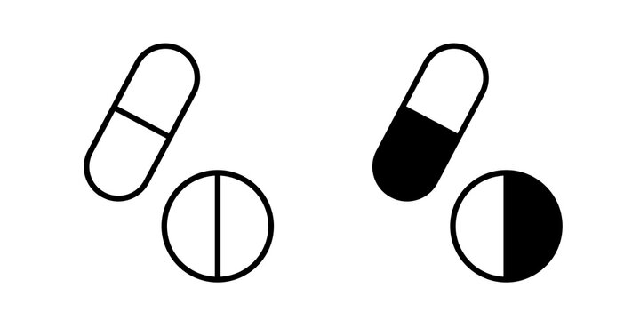 Medicine tablet icon filled symbols set