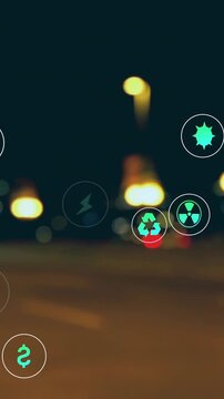 Animation of digital icons over fcars on road
