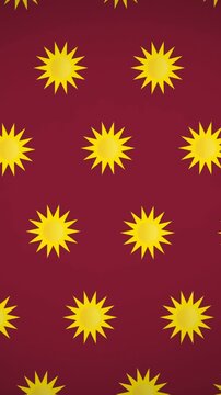 Animation of multiple suns moving over red background