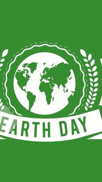 Animation of earth day and globe over clouds on green background