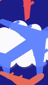 Animation of colorful planes over clouds