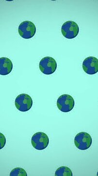 Animation of globes moving on green background