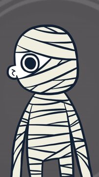 Animation of zombie over circles on grey background