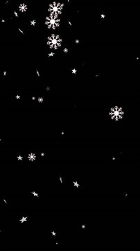 Animation of christmas stars and snowflakes falling over black background