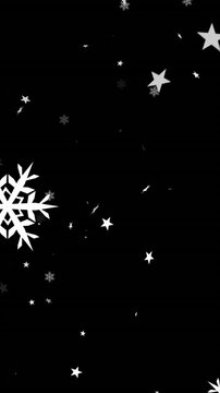 Animation of christmas snowflakes and stars falling over black background
