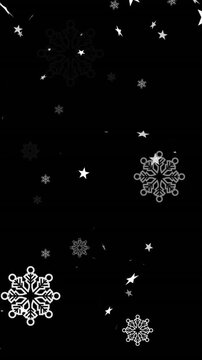 Animation of christmas snowflakes and stars falling over black background