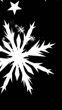 Animation of christmas stars and snowflakes falling over black background