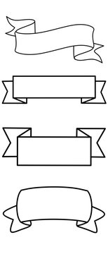 Decorative ribbon banner and scroll outline set