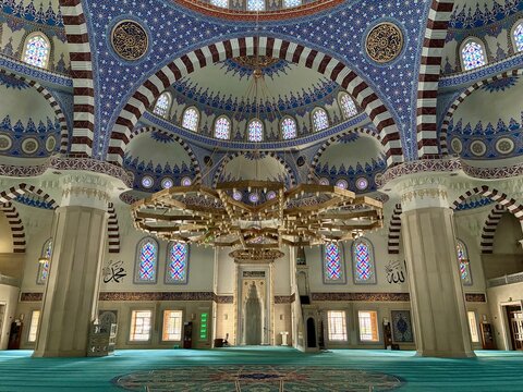 Inside view of Bishkek Central Mosque (Turkish Mosque) Kyrgystan