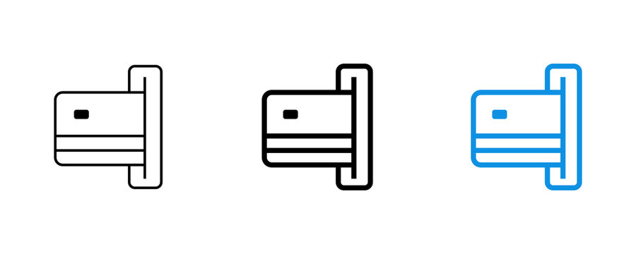 Credit card inserted into slot isolated on transparent background vector technology.