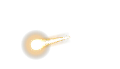 Glowing fireball with light trail on white background, fiery meteor effect, bright orange comet streak, cosmic energy burst © Saeed_Collection