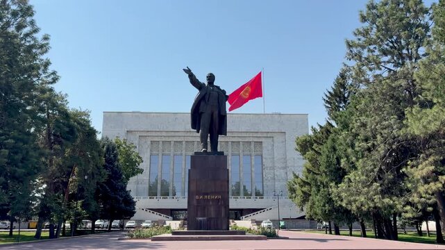 Monument of V. I. Lenin in the center of Bishkek in Kyrgystan