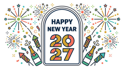 Fototapeta premium Happy New Year 2027 Celebration Greeting Design 3.