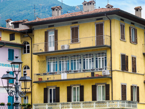 Old houses of Lovere, in Bergamo province, Italy, on the Sebino lake