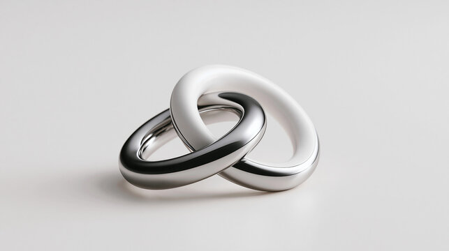 Intertwined Silver and White Rings Representing Unity and Connection