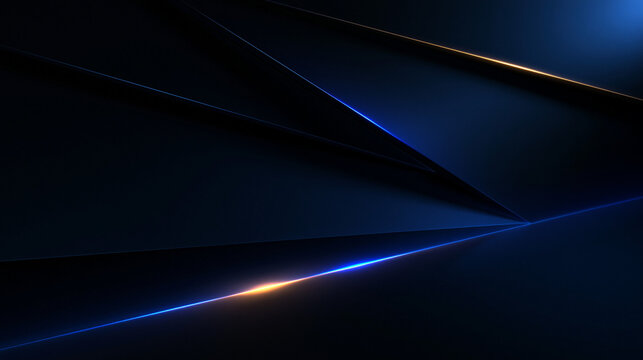 Dark Blue Abstract Geometric Background with Glowing Edges