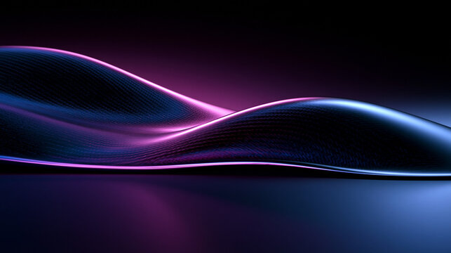 Abstract Glowing Wave on Dark Futuristic Background