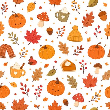 seamless pattern with pumpkins