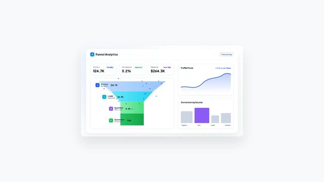 Sales Funnel Analytics and Marketing Performance Dashboard Animation