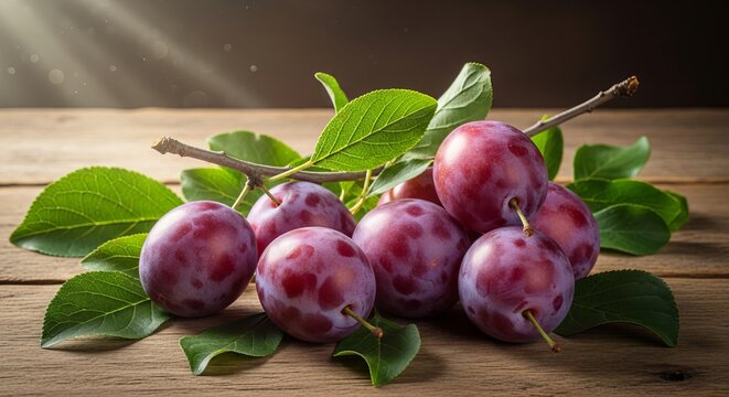 Fresh Ripe Purple Plums with Natural Skin Texture