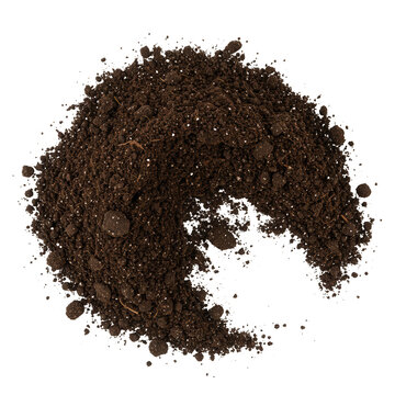 Pile of dark brown soil isolated on transparent background