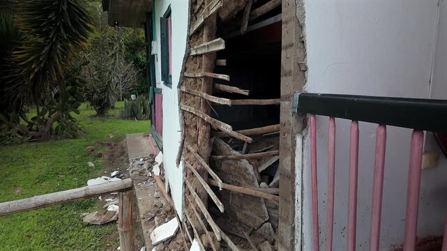 colombia earthquake earthquake damage collapsed wall house disaster