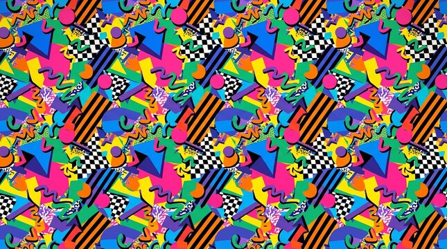 Colorful Abstract Geometric Pattern with Vibrant Shapes and Textures.