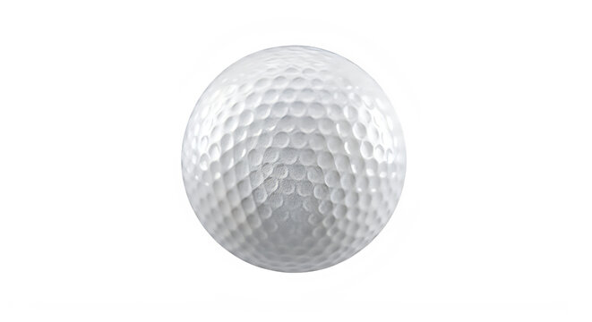 Close-up view of a brand new shiny dimpled golf ball