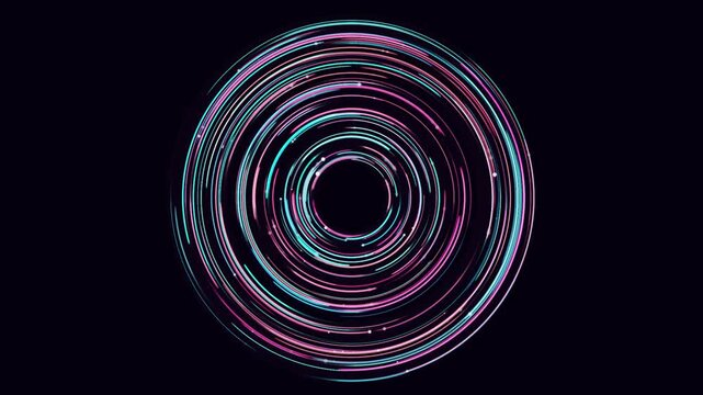 Futuristic neon circular HUD interface, glowing pink and blue tech rings, abstract digital data motion graphic for sci-fi backgrounds
