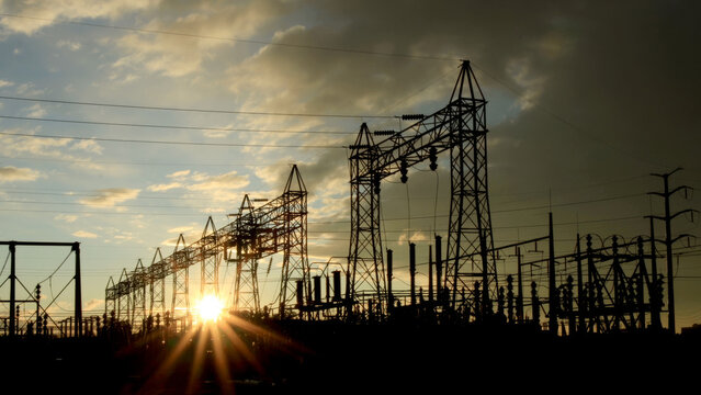 Electrical Power Substation at Sunrise