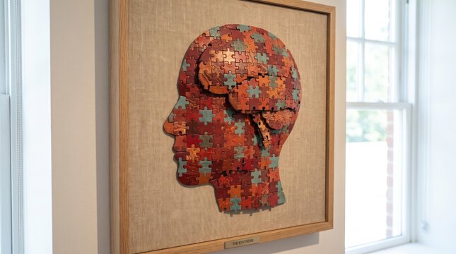 Abstract art piece depicting a human head for world mental health day awareness and psychological wellness concepts