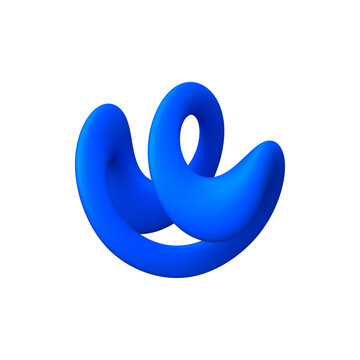 3D Blue Twisted Loop Abstract Shape