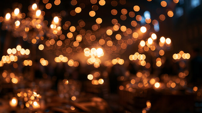 Golden Bokeh Lights Abstract Blurred Background for Celebration