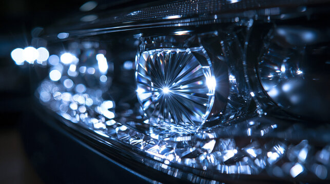 Modern Car Headlight with Futuristic LED Light Design