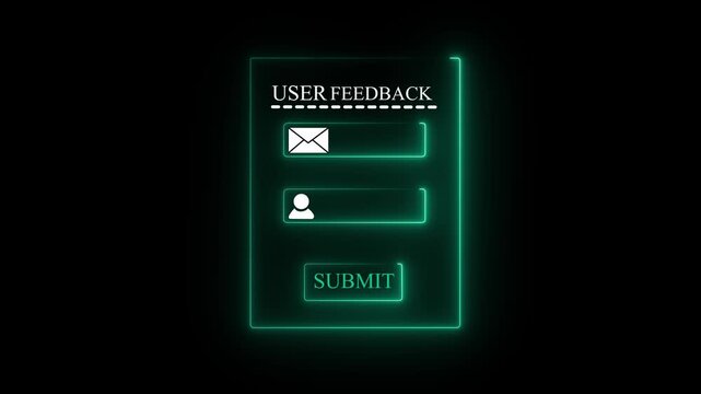 cyan user feedback interface concept on the transparent background. Perfect for UX review, online comment form and digital user response animation.Motion graphics of concept