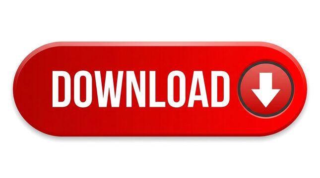 Bright red glossy download button with white text and a directional arrow for web interfaces
