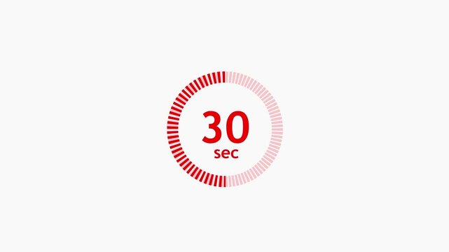 Circle countdown timer One minute animation from 60 to 0 seconds on transparent background.Motion graphics of concept