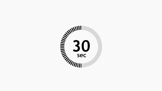 Circle countdown timer One minute animation from 60 to 0 seconds on transparent background.Motion graphics of concept