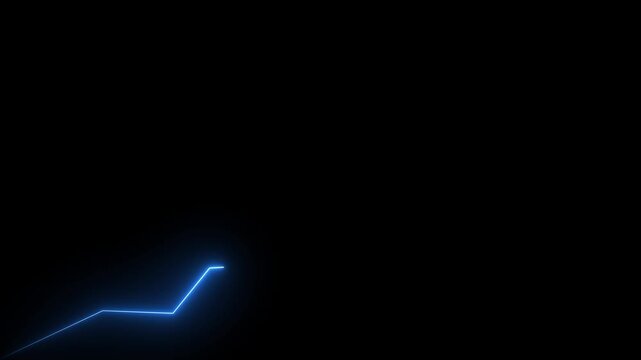 Neon Business up chart icon isolated. Business chart growth. Zigzag up right arrow color, on alpha channel with black background animation.