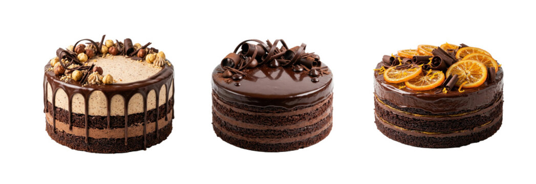 Tempting gourmet chocolate cakes adorned with creative toppings perfect for dessert enthusiasts