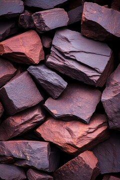Close-up View of Natural Textured Red and Purple Rock Formation