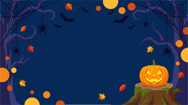 A spooky and delightful halloween scene bats spiders pumpkins and falling leaves create a festive and magical atmosphere for all ages to enjoy