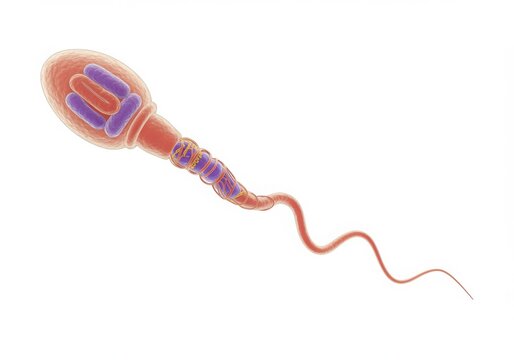 Detailed illustration of a sperm cell isolated on white background