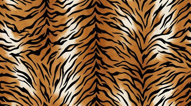 seamless tiger skin pattern with wild animal stripes in natural orange and black colors for fashionable fabric and textile design